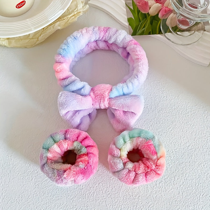 Tie-dye Bow Headband Wrist Set