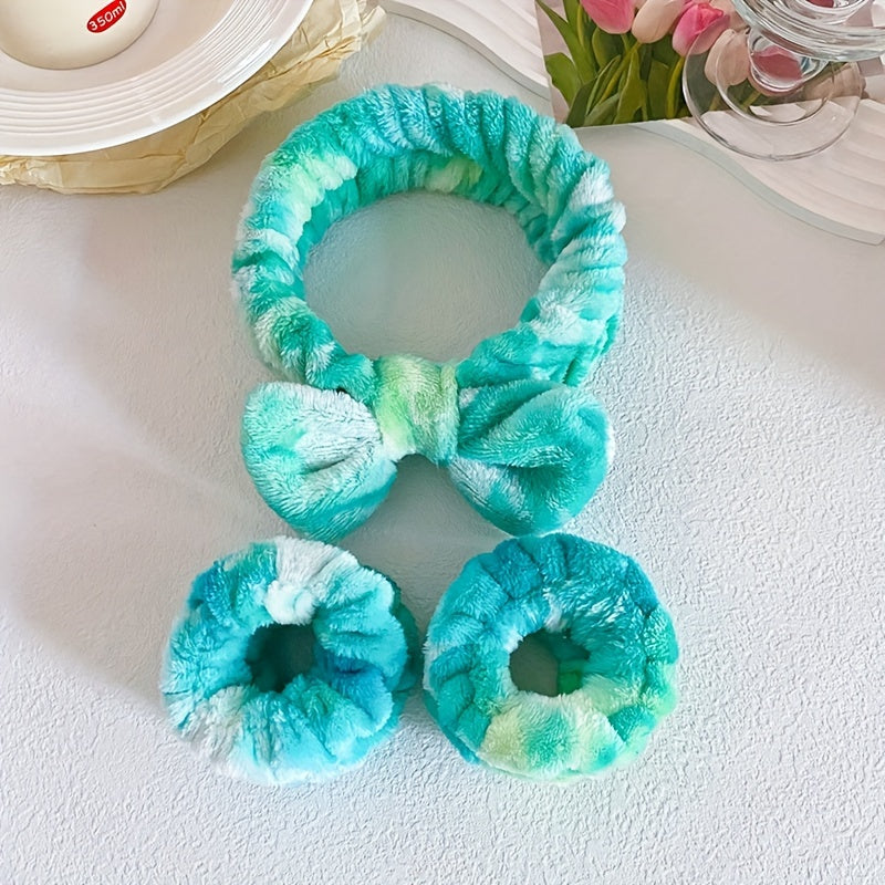 Tie-dye Bow Headband Wrist Set