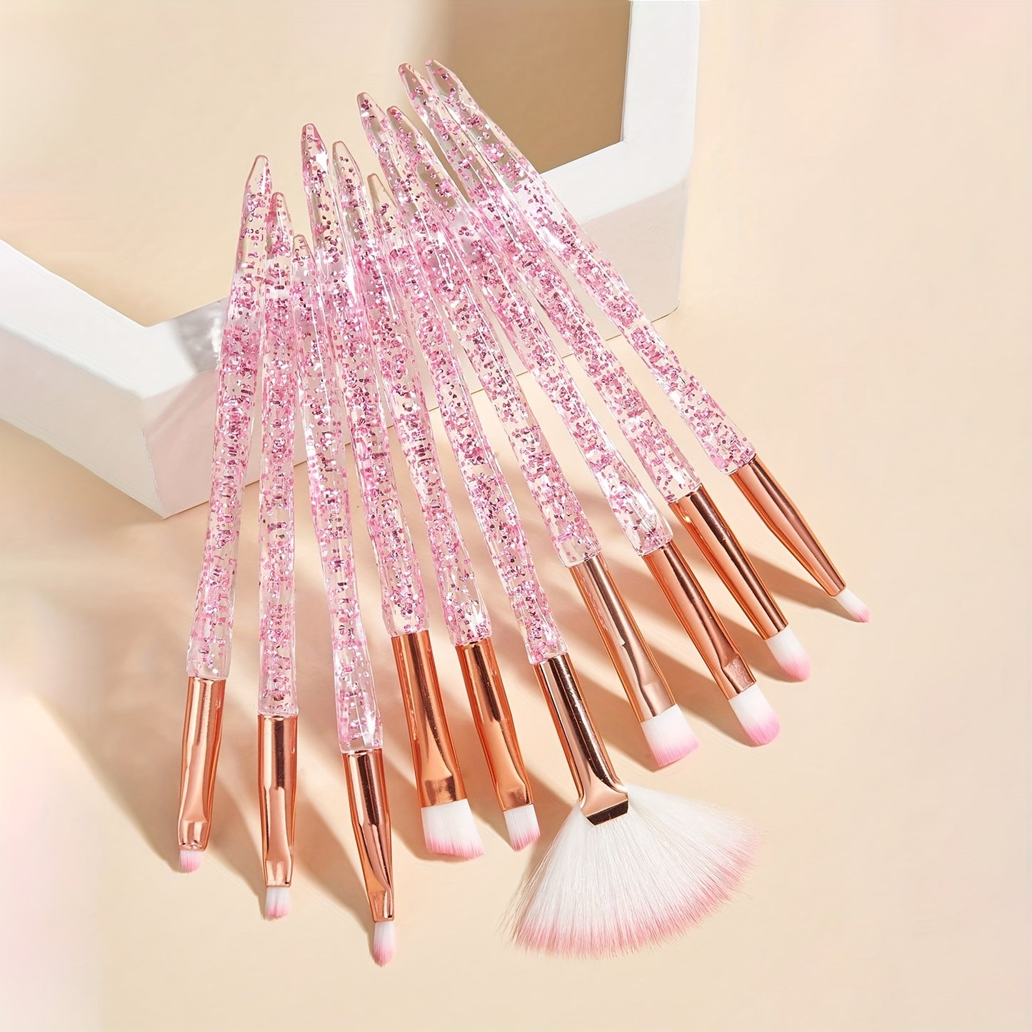 10pcs Chic Crystal Handle Makeup Brush Set