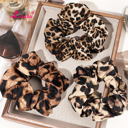 LOBABA Elegant & Sweet Leopard Hair Scrunchies 3pcs Set