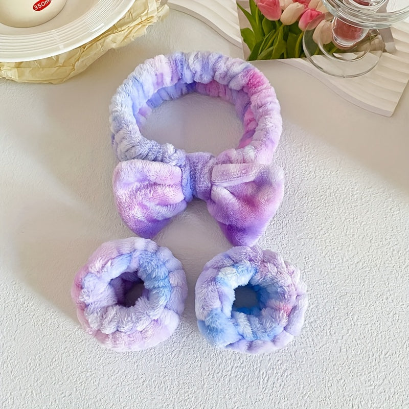 Tie-dye Bow Headband Wrist Set