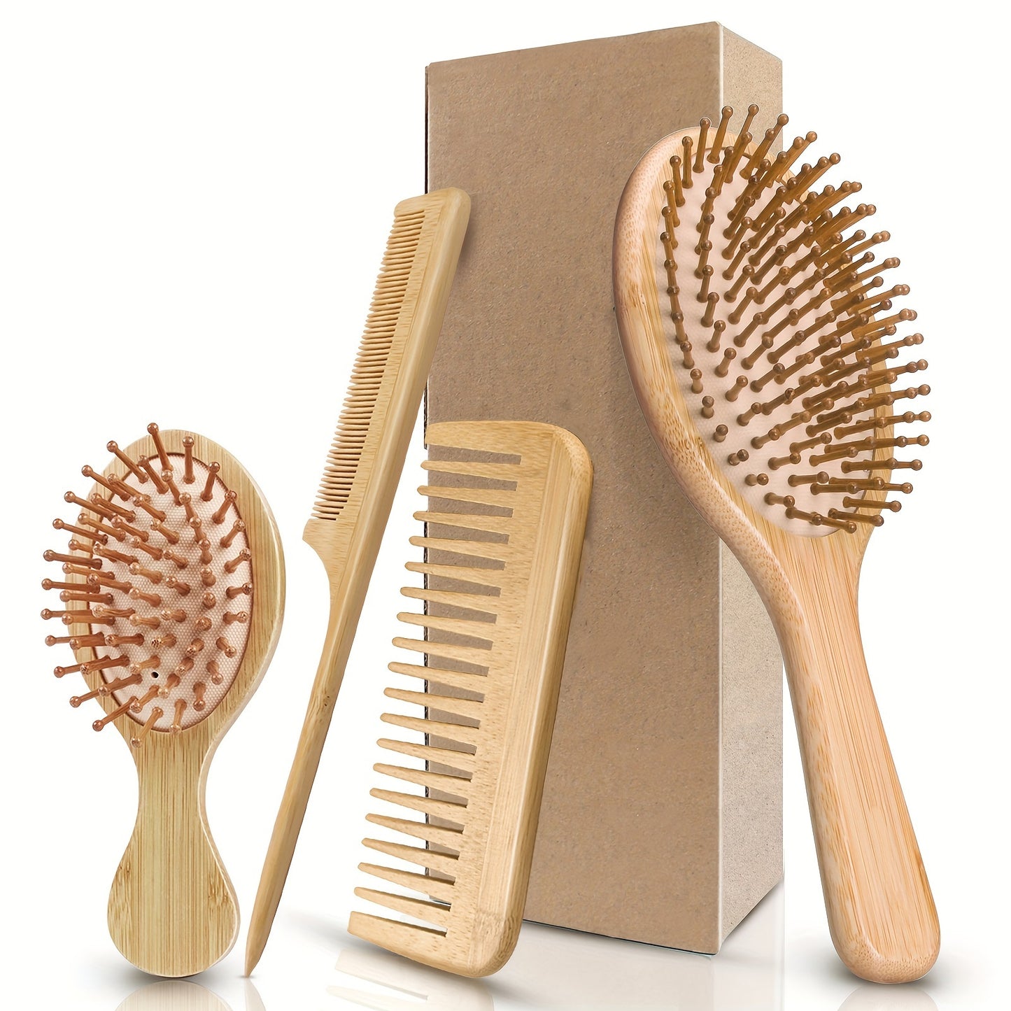 4pcs/Set Bamboo Wooden Hair Brushes