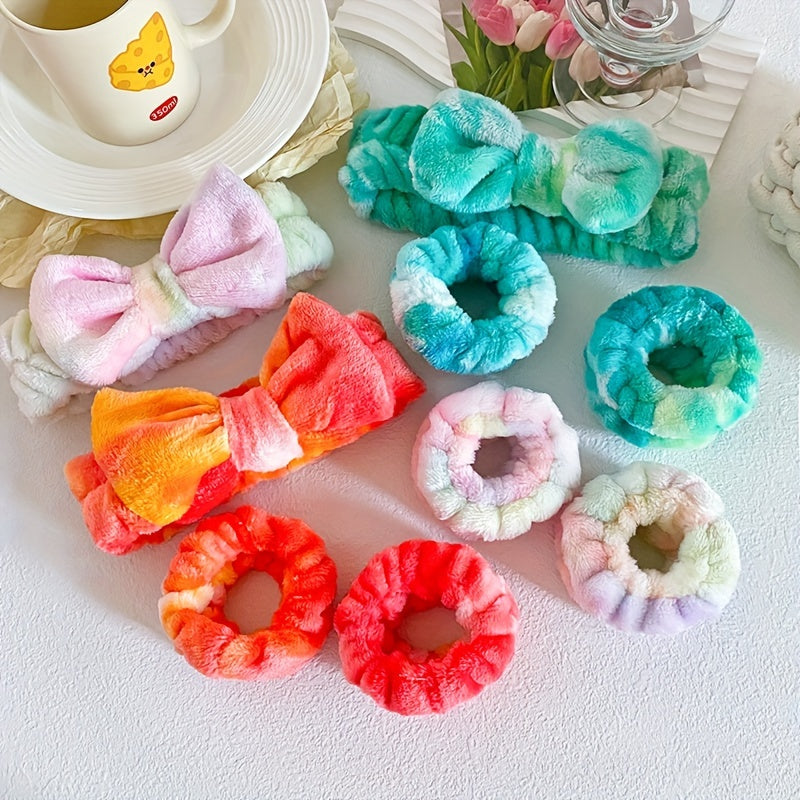 Tie-dye Bow Headband Wrist Set