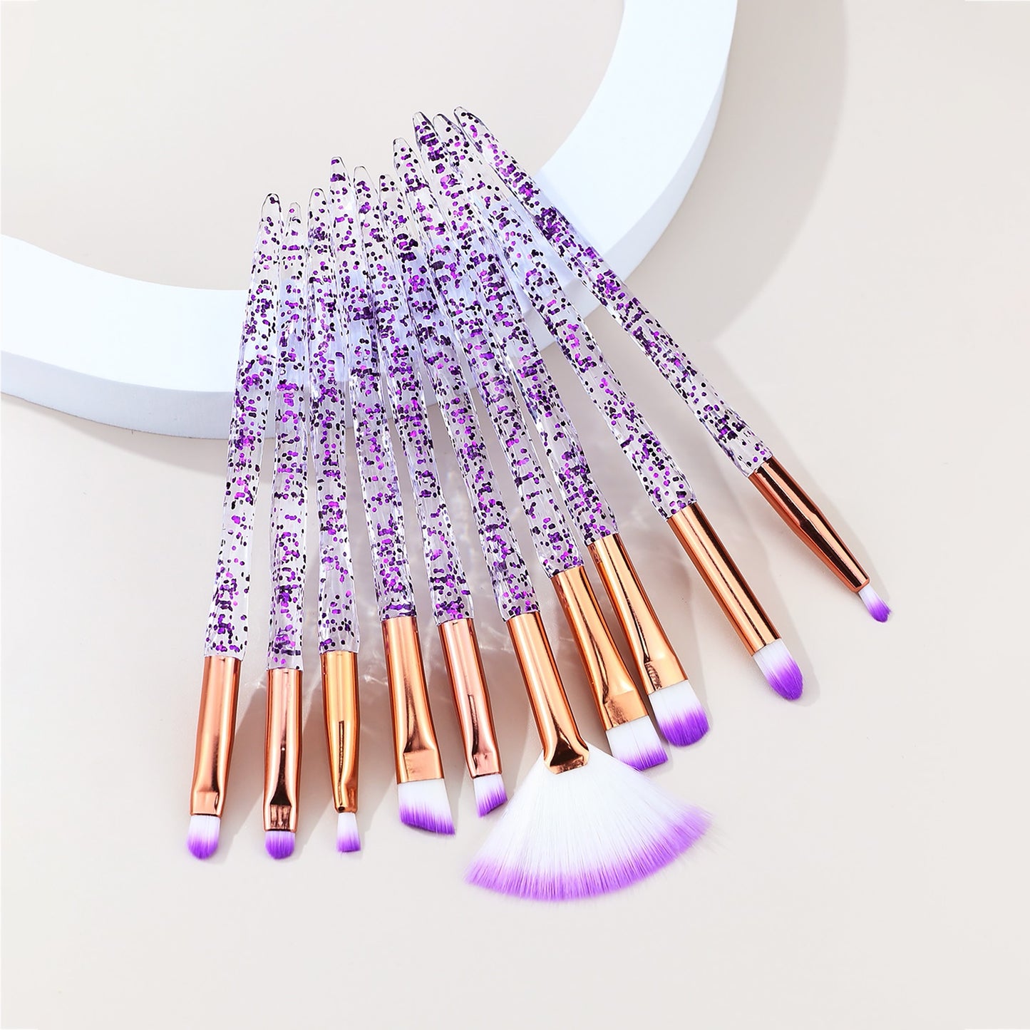 10pcs Chic Crystal Handle Makeup Brush Set