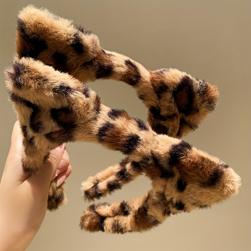 Elegant Leopard Print Cat Ear Headband 1pc