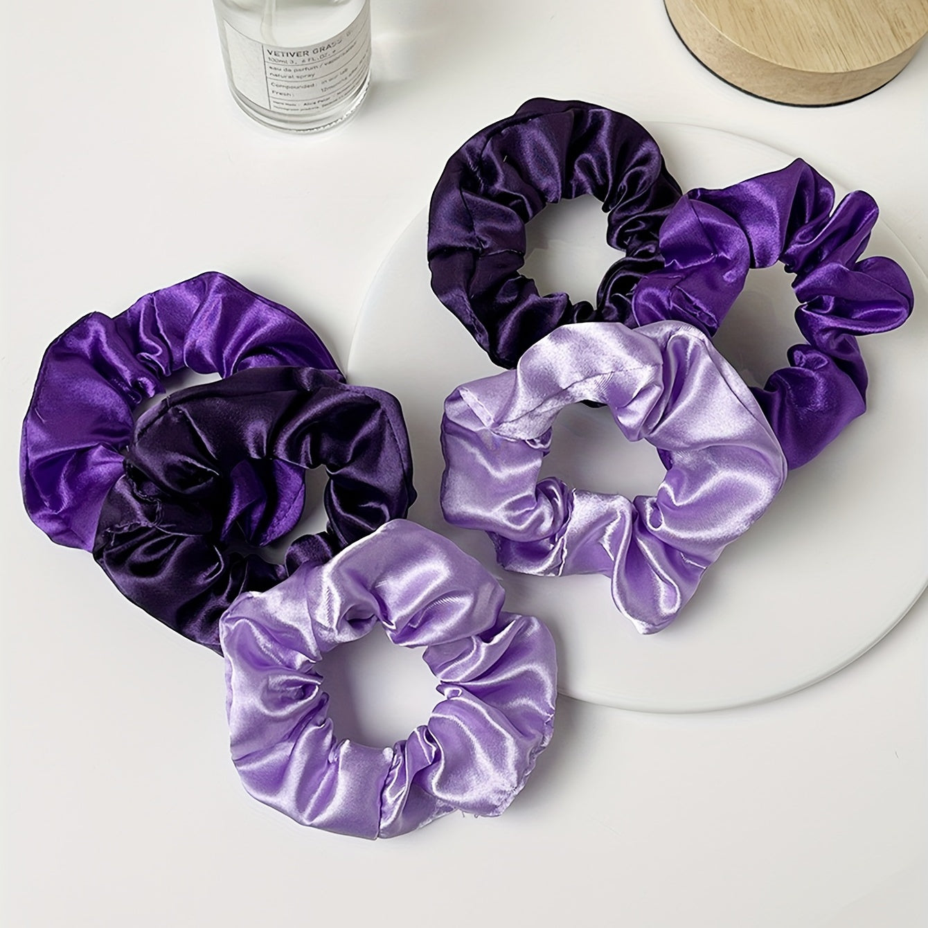 Purple Silky Scrunchies Hair Tie 6pcs