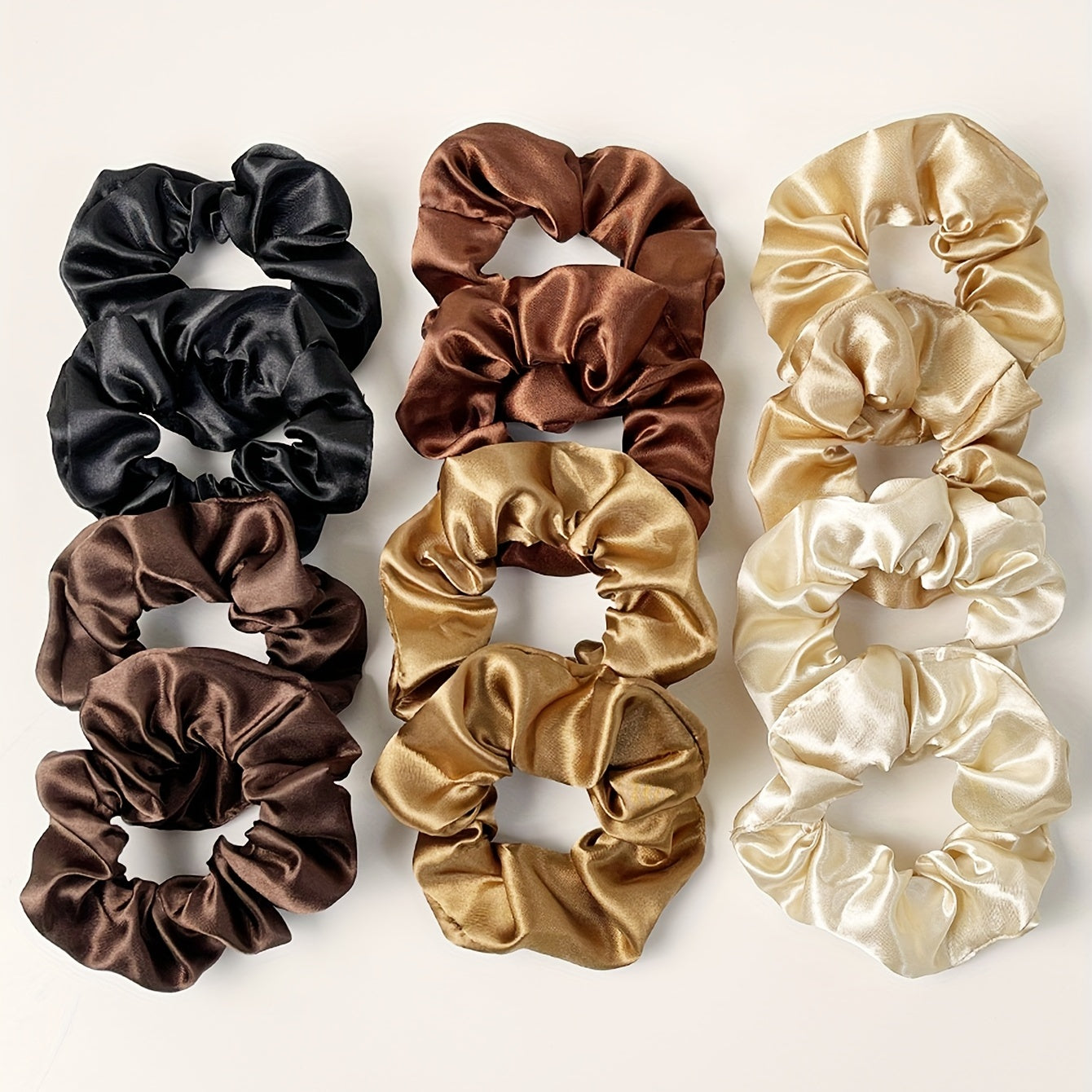 Silky Scrunchies Solid Color Hair Tie 12pcs