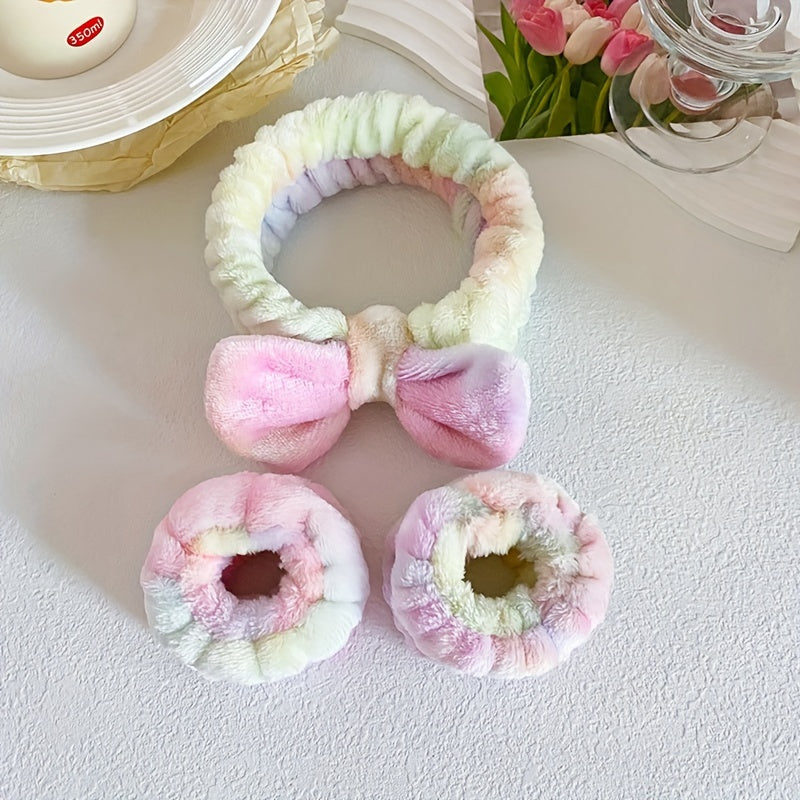 Tie-dye Bow Headband Wrist Set