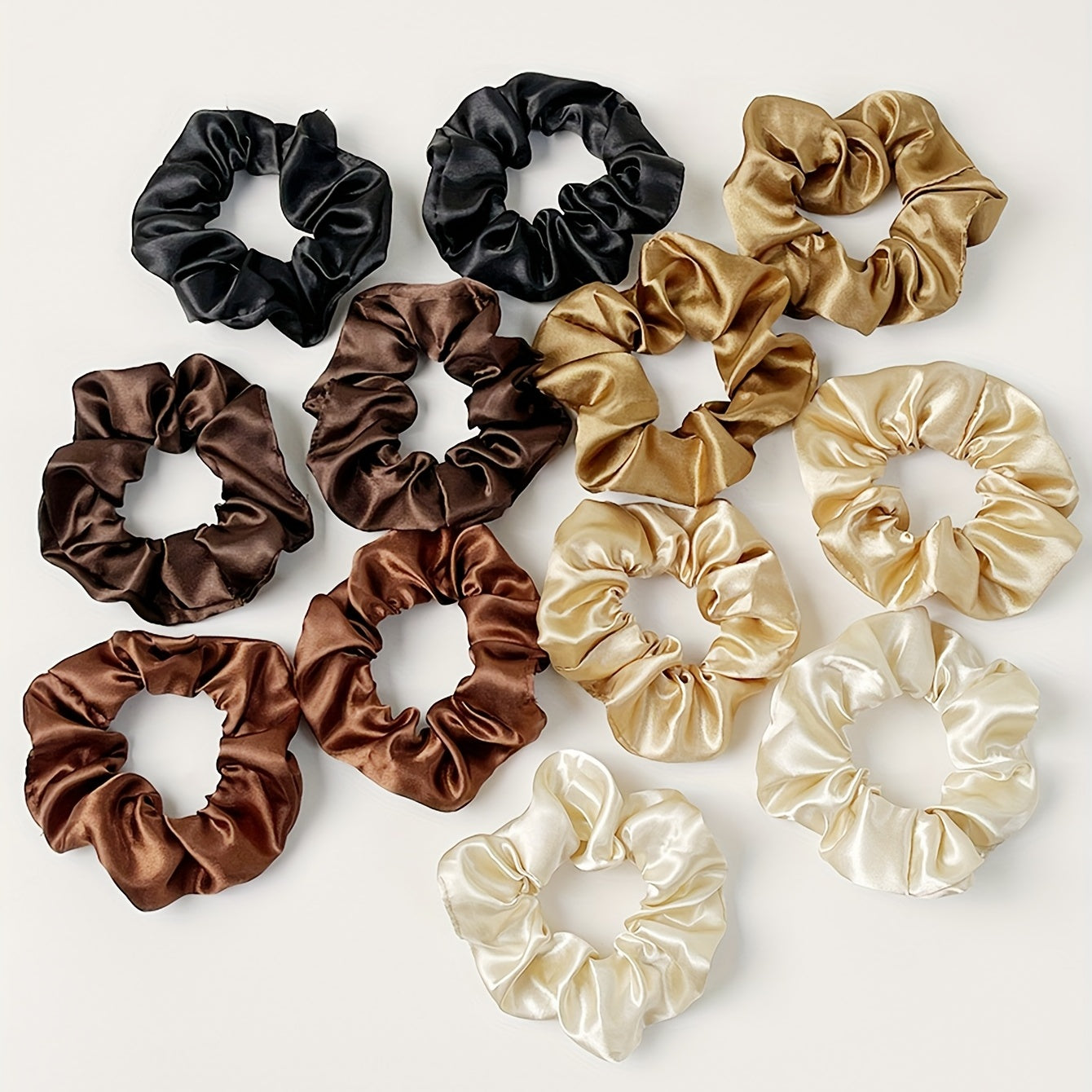 Silky Scrunchies Solid Color Hair Tie 12pcs