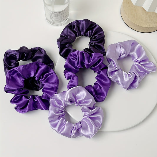 Purple Silky Scrunchies Hair Tie 6pcs